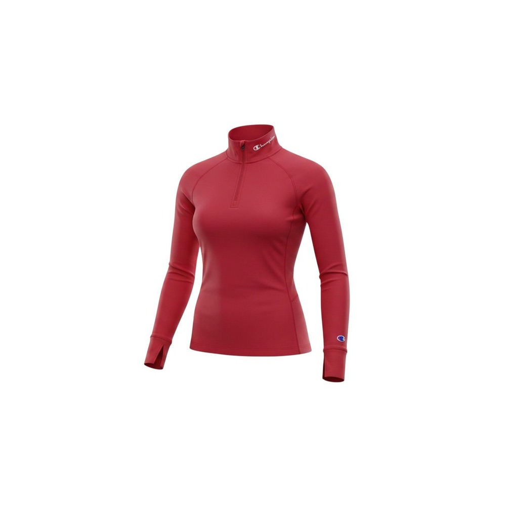 Champion Quarter Zip Pullover Womens S Red Excellent Thumbhole Mock Neck Top